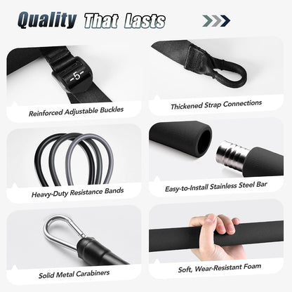 Upgraded Pilates Bar Kit with Resistance Bands Natural Latex for Women & Men, Heavy-Duty Stainless Steel Multifunctional Yoga Pilates Stick for Home Gym Exercise Fitness Equipment Full-Body Workouts