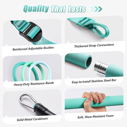 Upgraded Pilates Bar Kit with Resistance Bands Natural Latex for Women & Men, Heavy-Duty Stainless Steel Multifunctional Yoga Pilates Stick for Home Gym Exercise Fitness Equipment Full-Body Workouts