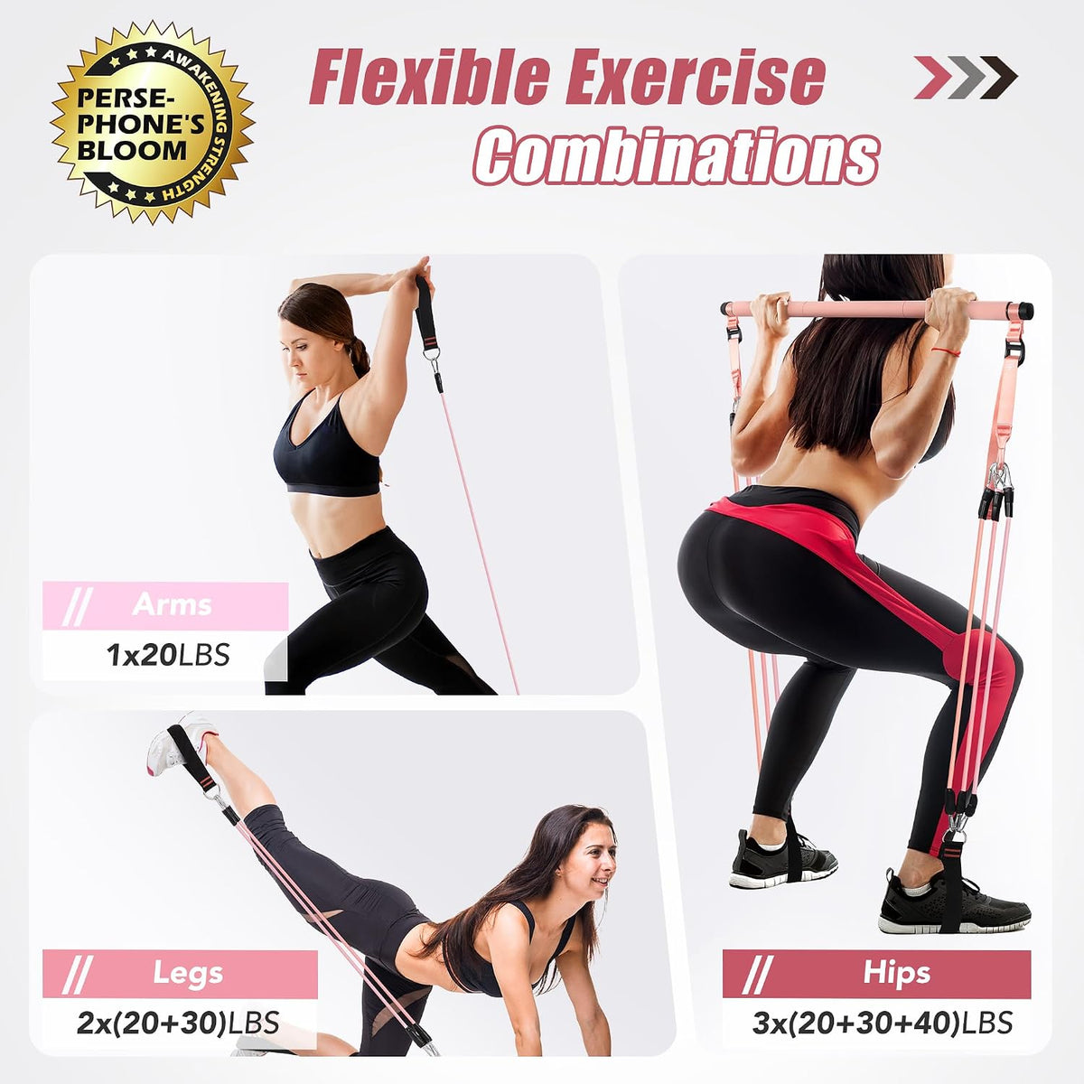 Upgraded Pilates Bar Kit with Resistance Bands Natural Latex for Women & Men, Heavy-Duty Stainless Steel Multifunctional Yoga Pilates Stick for Home Gym Exercise Fitness Equipment Full-Body Workouts