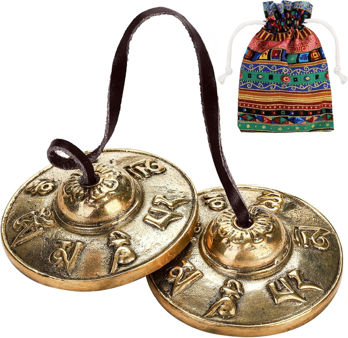 Tingsha Cymbals Meditation Chime Bells, 2.5 Inch Brass Tibetan Tingsha Bells Relaxation Musical Instruments for Mindfulness, Chakra Healing, Stress Relief, Sound Awakening, Yoga Meditation