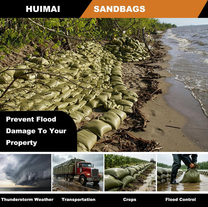 Heavy Duty Sand Bags for Flooding with Tie Strings, 100 Pack, 14x26 inches