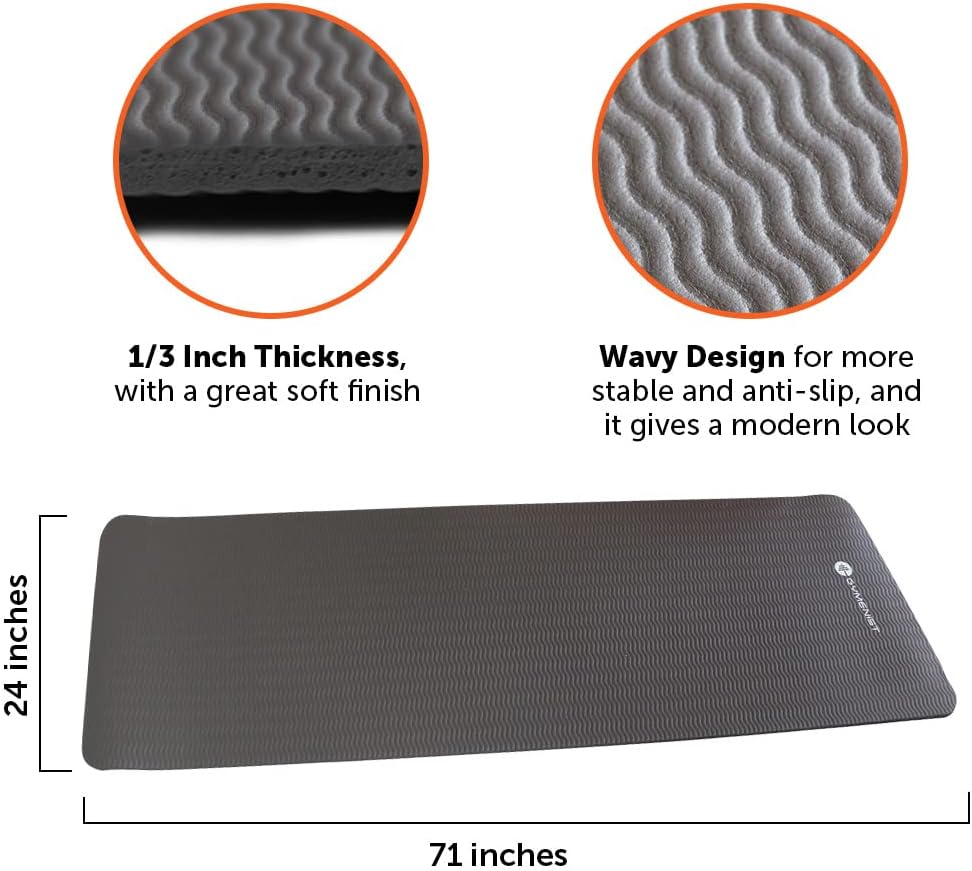 Thick Exercise Yoga Floor Mat Nbr 24 X 71 Inches, Great for Camping Cardio Workout Pilates Gymnastics