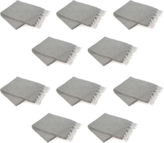 Cozumel Bulk Mexican Yoga Blanket, 10 Pack, Gray