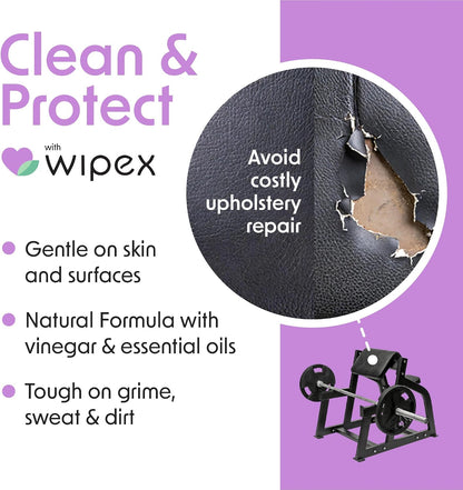 Gym Wipes Refill, Large 8"x12" Fitness Equipment Wipes with Cleaning Vinegar and Refreshing Lavender Essential Oil for Yoga Mat Cleaner, Fits Dispensers, (Pack of 1)