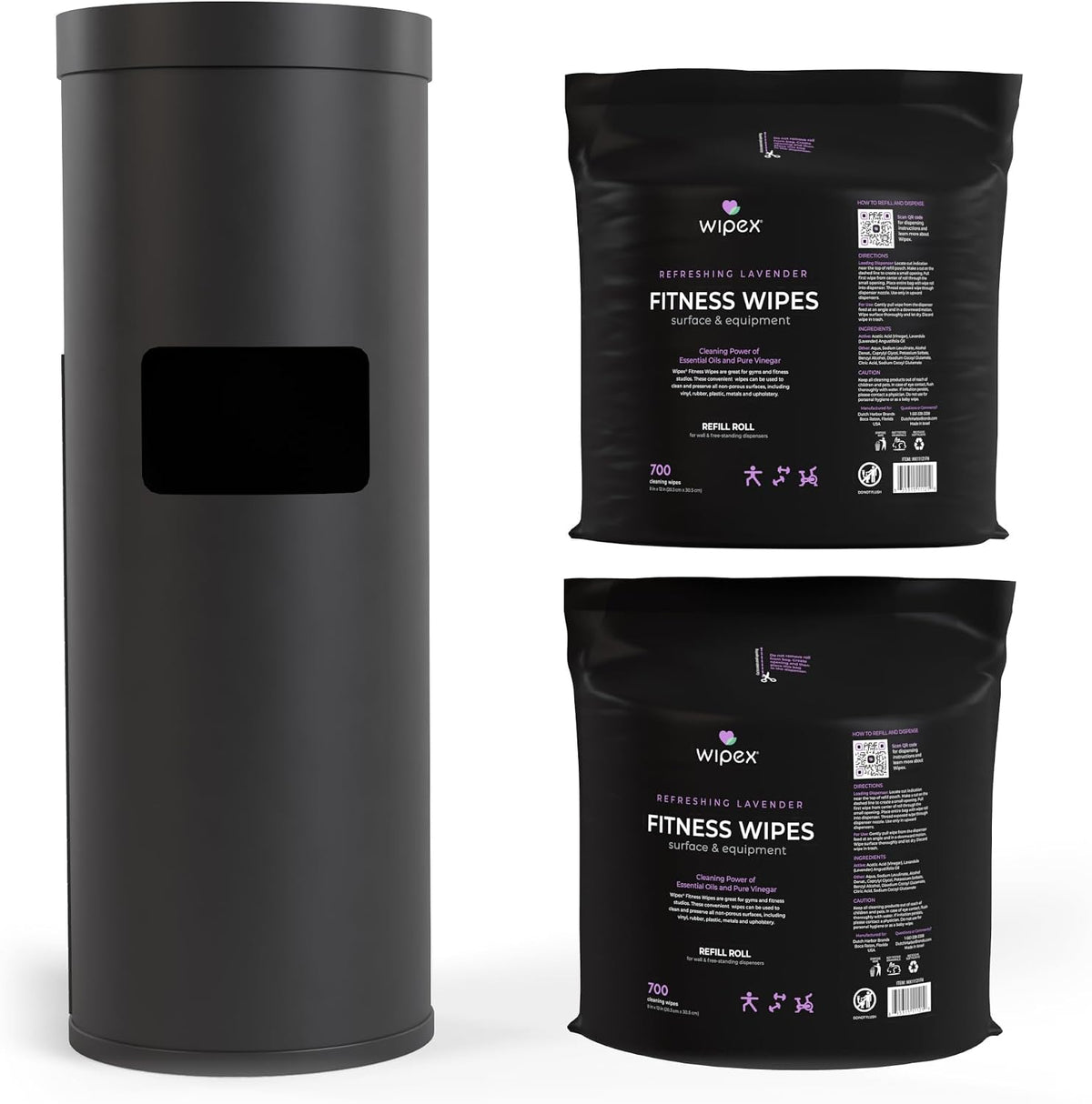 Gym Wipes Refill, Large 8"x12" Fitness Equipment Wipes with Cleaning Vinegar and Refreshing Lavender Essential Oil for Yoga Mat Cleaner, Fits Dispensers, (Pack of 1)
