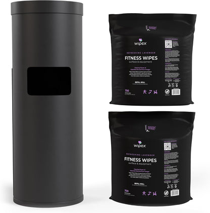 Gym Wipes Refill, Large 8"x12" Fitness Equipment Wipes with Cleaning Vinegar and Refreshing Lavender Essential Oil for Yoga Mat Cleaner, Fits Dispensers, (Pack of 1)