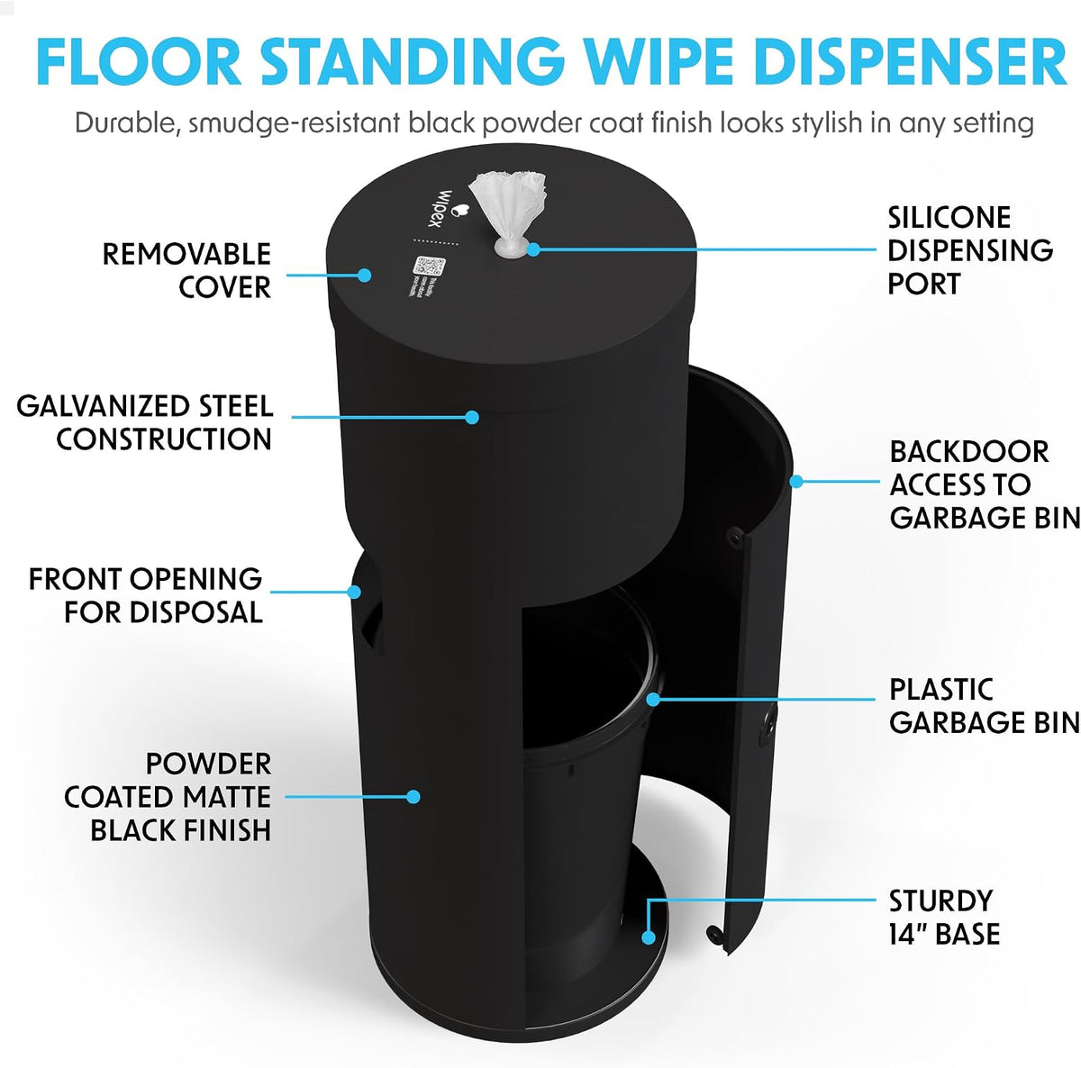 Gym Wipes Refill, Large 8"x12" Fitness Equipment Wipes with Cleaning Vinegar and Refreshing Lavender Essential Oil for Yoga Mat Cleaner, Fits Dispensers, (Pack of 1)