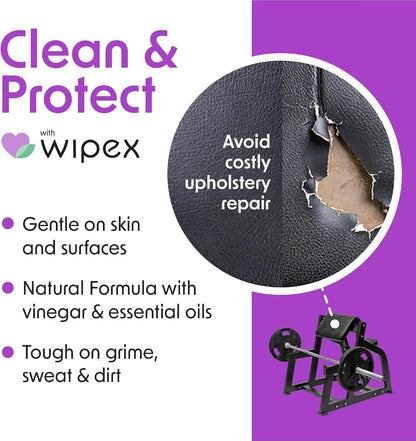 Gym Wipes Refill, Large 8"x12" Fitness Equipment Wipes with Cleaning Vinegar and Refreshing Lavender Essential Oil for Yoga Mat Cleaner, Fits Dispensers, (Pack of 1)