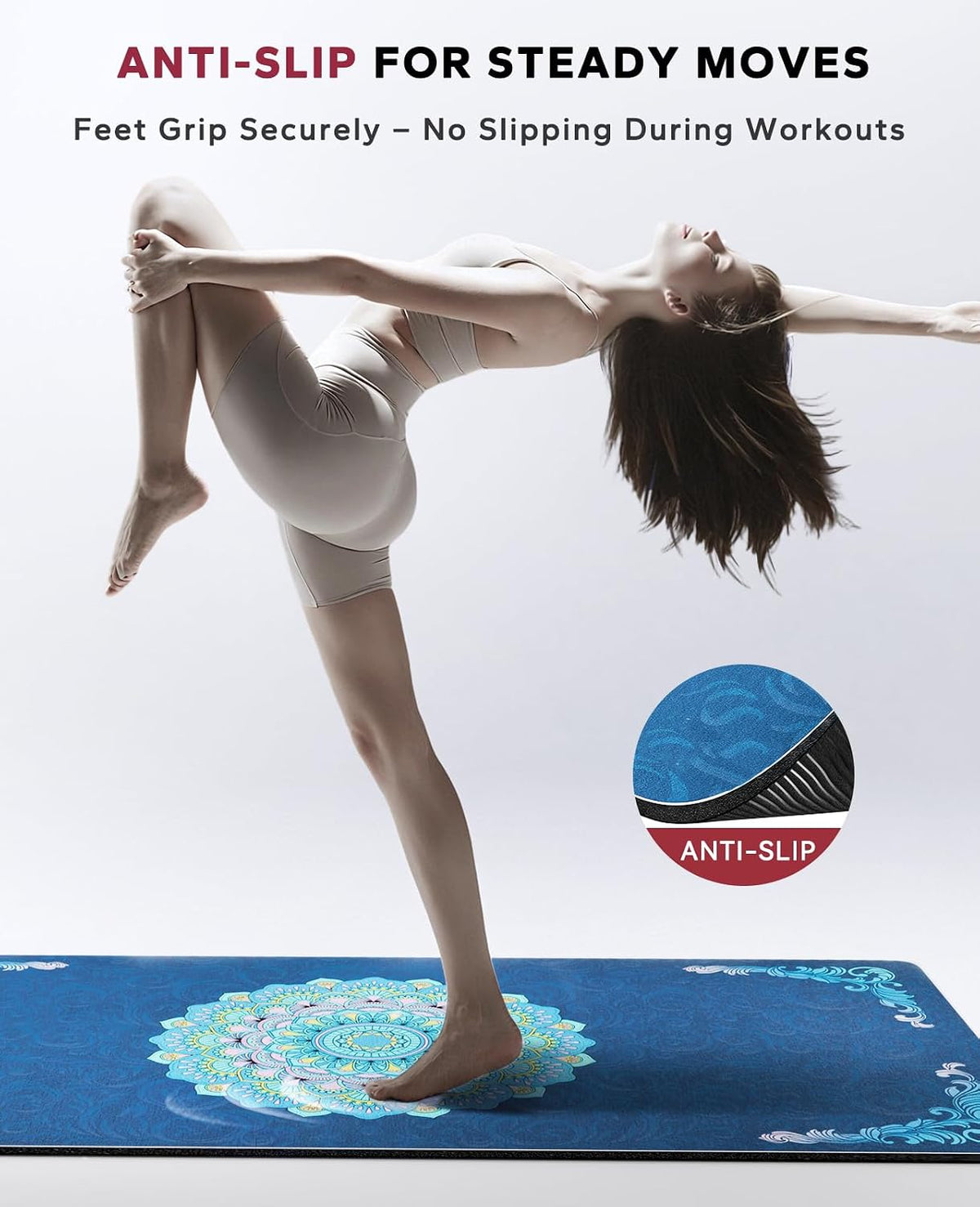 HAPBEAR Large Yoga Mat - 72"x36" Extra Wide Exercise Mat - 1/4" Thick Dual Color PVC | Anti-Slip Surface & High Cushioning - Ideal for Yoga, Pilates & Home Workouts - Bonus Mesh Bag