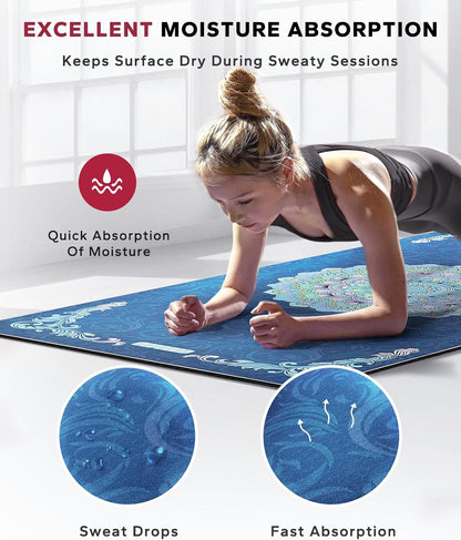 HAPBEAR Large Yoga Mat - 72"x36" Extra Wide Exercise Mat - 1/4" Thick Dual Color PVC | Anti-Slip Surface & High Cushioning - Ideal for Yoga, Pilates & Home Workouts - Bonus Mesh Bag