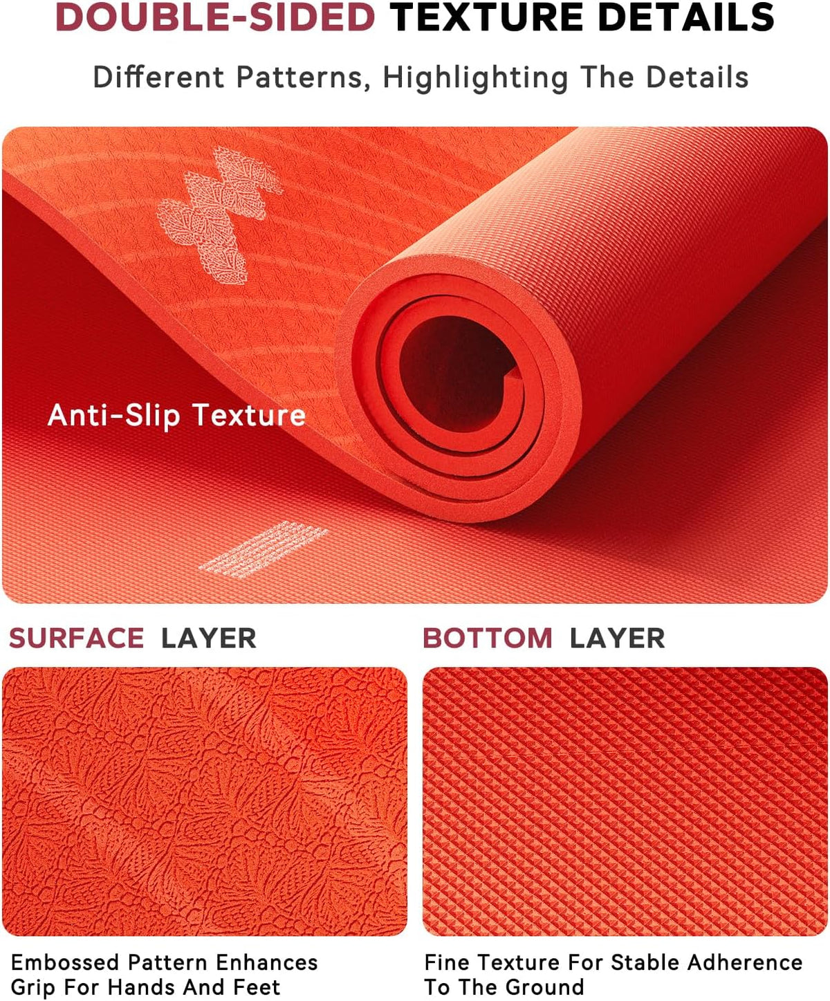 HAPBEAR Large Yoga Mat - 72"x36" Extra Wide Exercise Mat - 1/4" Thick Dual Color PVC | Anti-Slip Surface & High Cushioning - Ideal for Yoga, Pilates & Home Workouts - Bonus Mesh Bag
