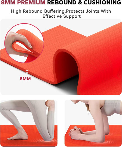 HAPBEAR Large Yoga Mat - 72"x36" Extra Wide Exercise Mat - 1/4" Thick Dual Color PVC | Anti-Slip Surface & High Cushioning - Ideal for Yoga, Pilates & Home Workouts - Bonus Mesh Bag
