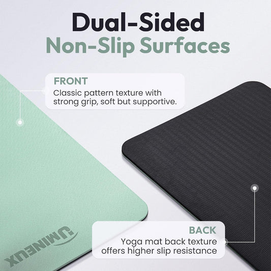 Non Slip Yoga Mat 72"x24" Exercise & Fitness Mat For Women and Men | 6MM & 10MM Thick, Pilates Mat with Carry Strap, Great for Home Workout, Yoga, Exercise and Pilates