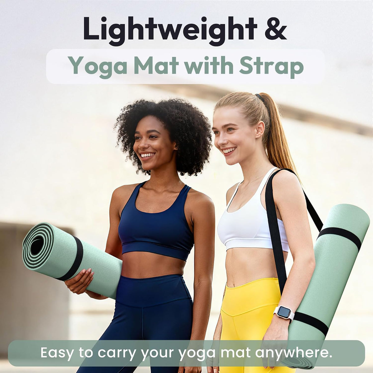 Non Slip Yoga Mat 72"x24" Exercise & Fitness Mat For Women and Men | 6MM & 10MM Thick, Pilates Mat with Carry Strap, Great for Home Workout, Yoga, Exercise and Pilates