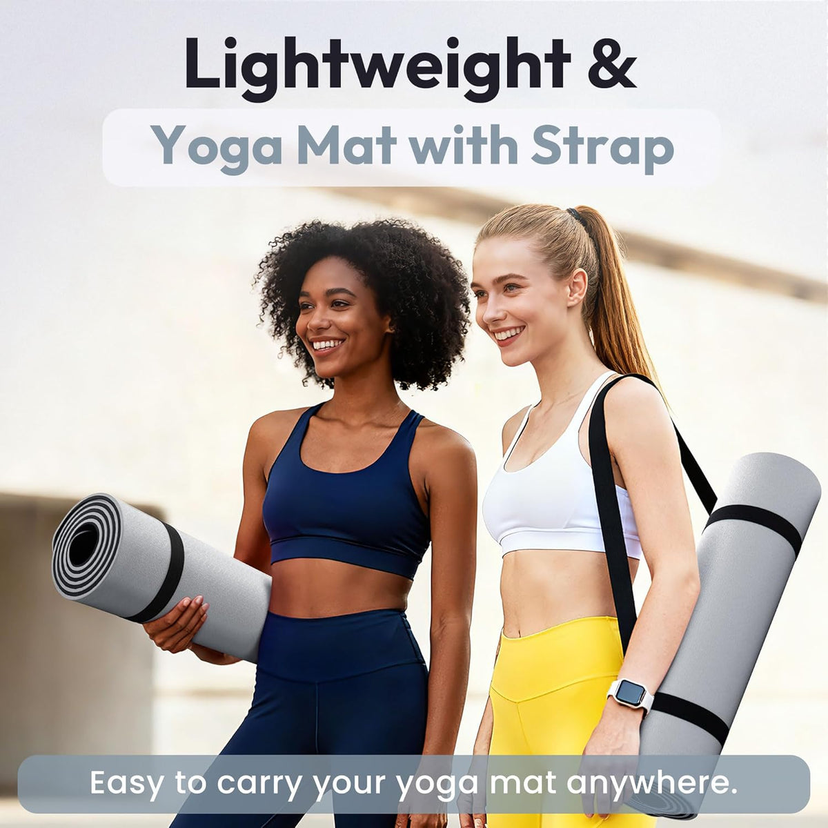 Non Slip Yoga Mat 72"x24" Exercise & Fitness Mat For Women and Men | 6MM & 10MM Thick, Pilates Mat with Carry Strap, Great for Home Workout, Yoga, Exercise and Pilates