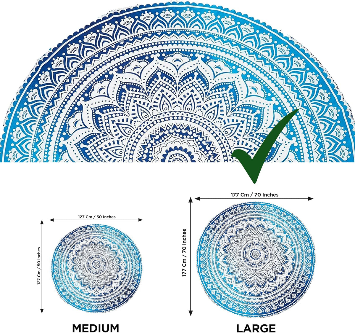 Purple Round Beach Tapestry Hippie/Boho Beach Blanket Mandala/Indian Cotton Throw - Round Tablecloth/Home Decor/Indie Rug Yoga Mat Meditation Picnic Rugs 178 CM / 70 INCHE Circle