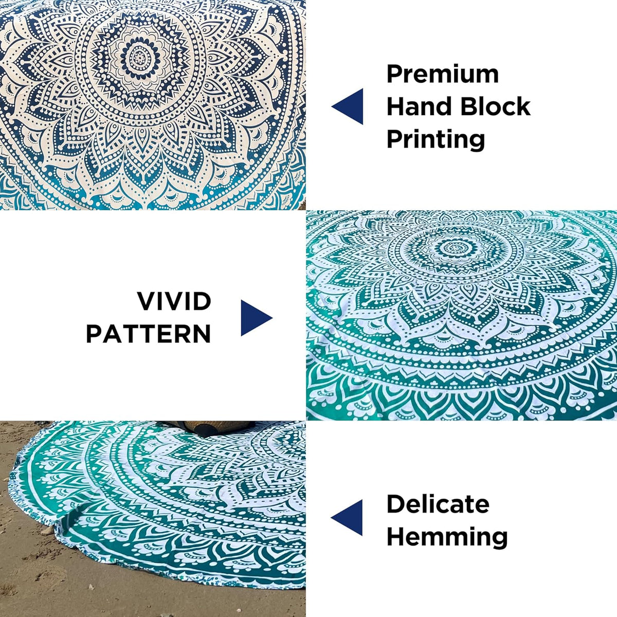 Purple Round Beach Tapestry Hippie/Boho Beach Blanket Mandala/Indian Cotton Throw - Round Tablecloth/Home Decor/Indie Rug Yoga Mat Meditation Picnic Rugs 178 CM / 70 INCHE Circle
