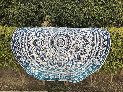 Purple Round Beach Tapestry Hippie/Boho Beach Blanket Mandala/Indian Cotton Throw - Round Tablecloth/Home Decor/Indie Rug Yoga Mat Meditation Picnic Rugs 178 CM / 70 INCHE Circle