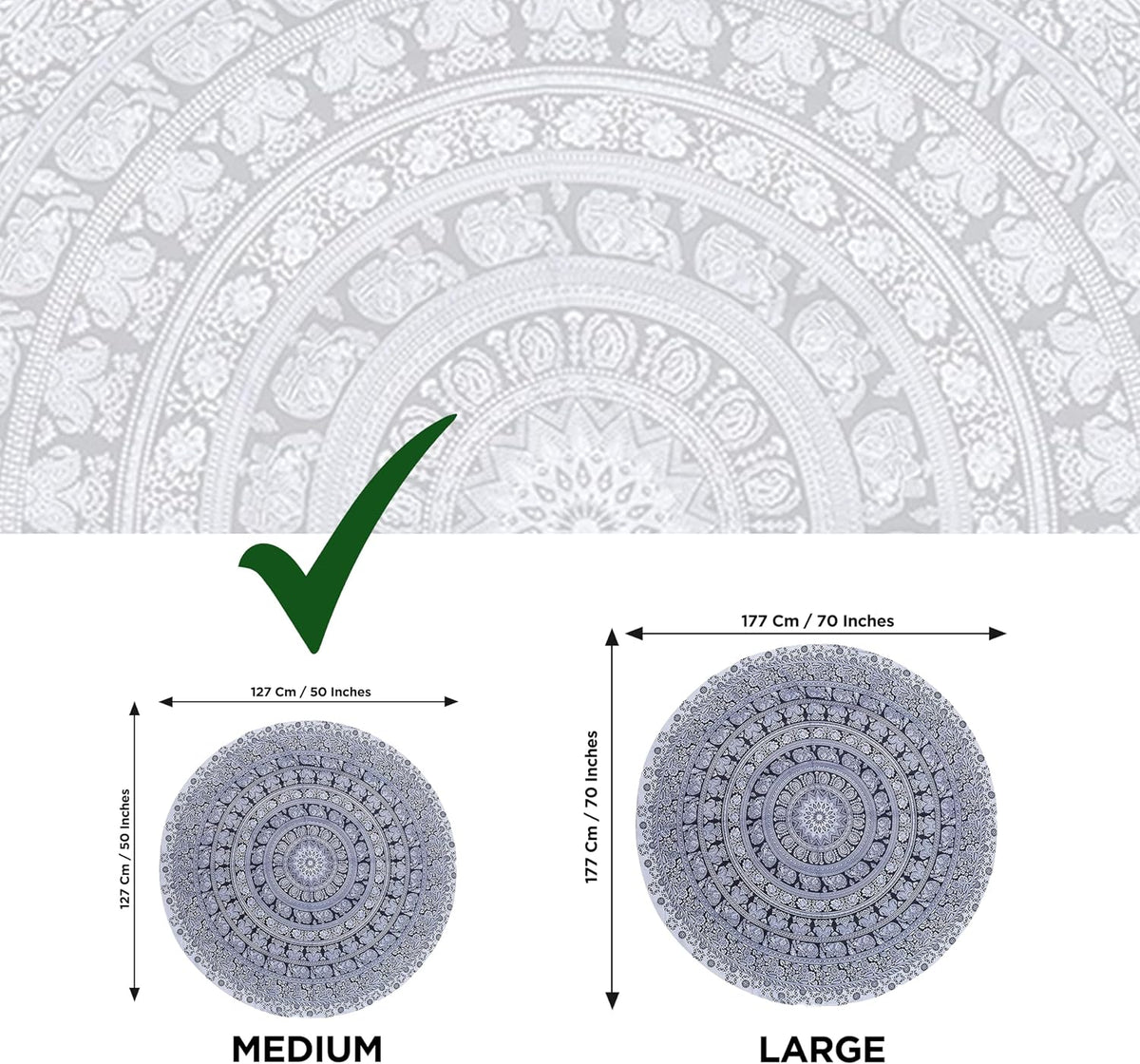 Purple Round Beach Tapestry Hippie/Boho Beach Blanket Mandala/Indian Cotton Throw - Round Tablecloth/Home Decor/Indie Rug Yoga Mat Meditation Picnic Rugs 178 CM / 70 INCHE Circle