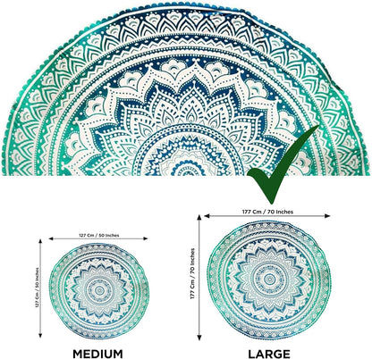 Purple Round Beach Tapestry Hippie/Boho Beach Blanket Mandala/Indian Cotton Throw - Round Tablecloth/Home Decor/Indie Rug Yoga Mat Meditation Picnic Rugs 178 CM / 70 INCHE Circle