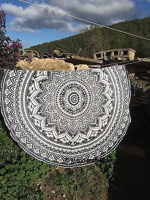 Purple Round Beach Tapestry Hippie/Boho Beach Blanket Mandala/Indian Cotton Throw - Round Tablecloth/Home Decor/Indie Rug Yoga Mat Meditation Picnic Rugs 178 CM / 70 INCHE Circle