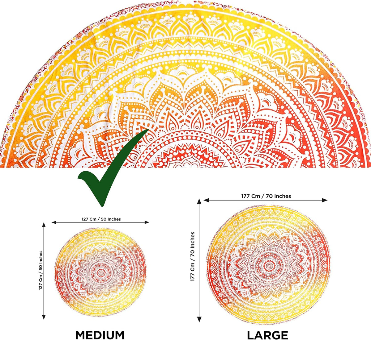 Purple Round Beach Tapestry Hippie/Boho Beach Blanket Mandala/Indian Cotton Throw - Round Tablecloth/Home Decor/Indie Rug Yoga Mat Meditation Picnic Rugs 178 CM / 70 INCHE Circle