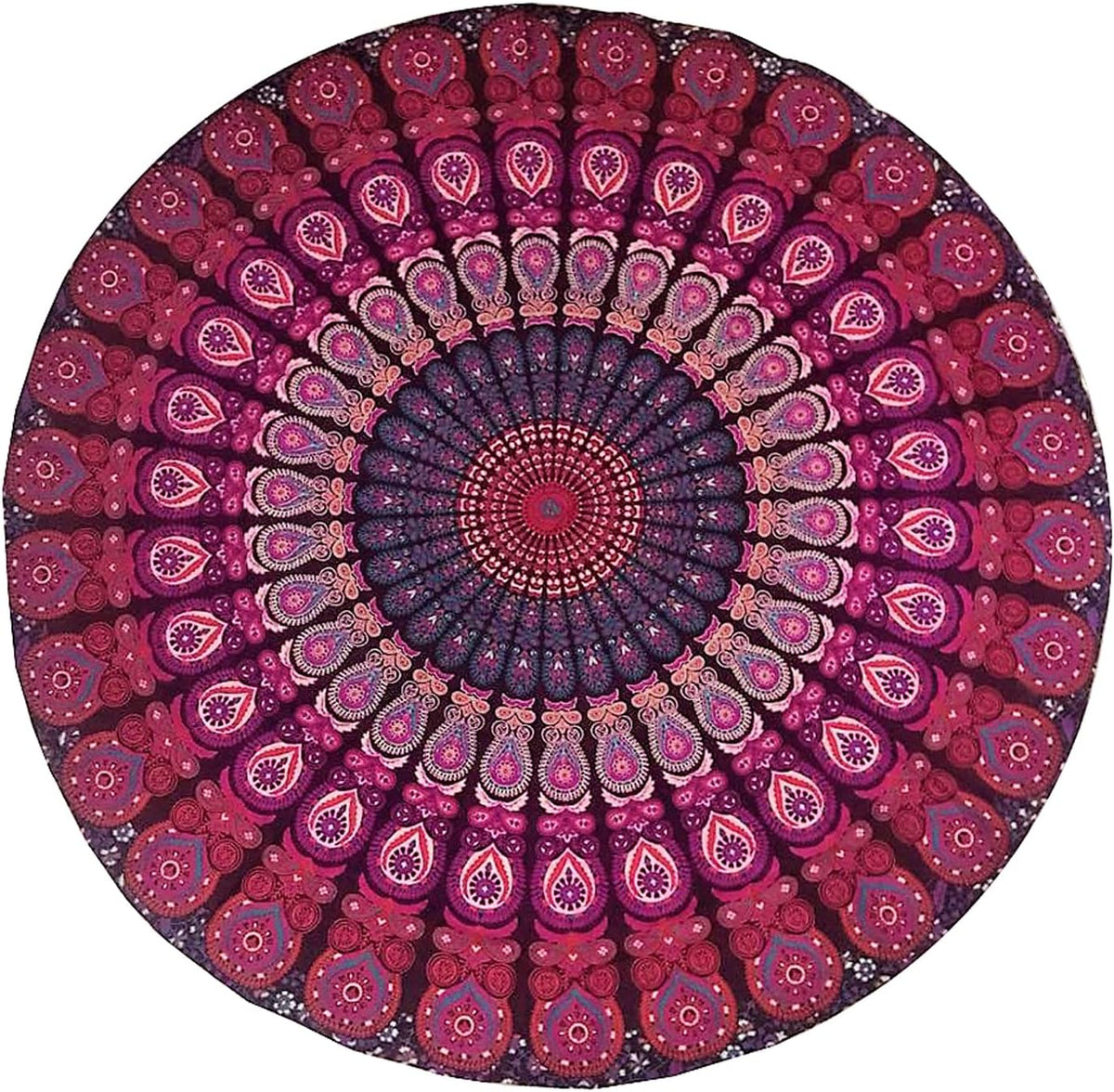 Purple Round Beach Tapestry Hippie/Boho Beach Blanket Mandala/Indian Cotton Throw - Round Tablecloth/Home Decor/Indie Rug Yoga Mat Meditation Picnic Rugs 178 CM / 70 INCHE Circle