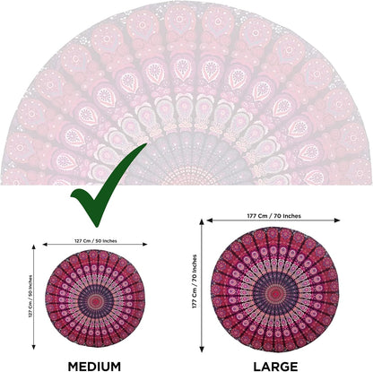 Purple Round Beach Tapestry Hippie/Boho Beach Blanket Mandala/Indian Cotton Throw - Round Tablecloth/Home Decor/Indie Rug Yoga Mat Meditation Picnic Rugs 178 CM / 70 INCHE Circle