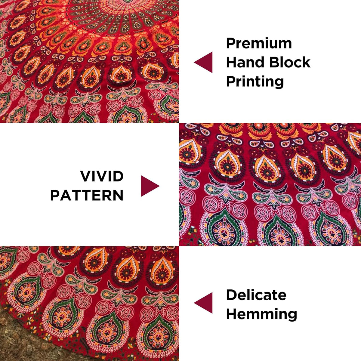 Purple Round Beach Tapestry Hippie/Boho Beach Blanket Mandala/Indian Cotton Throw - Round Tablecloth/Home Decor/Indie Rug Yoga Mat Meditation Picnic Rugs 178 CM / 70 INCHE Circle