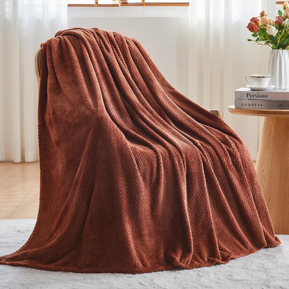 Fleece Leaves Pattern Throw Blanket, Light Purple, 50"x60" | Super Soft Throw Blanket, Lightweight Cozy Bed Sofa Blanket, Premium Silky Flannel Fleece, Travel Blanket for All Season Use - Colors B