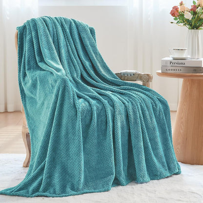 Fleece Leaves Pattern Throw Blanket, Light Purple, 50"x60" | Super Soft Throw Blanket, Lightweight Cozy Bed Sofa Blanket, Premium Silky Flannel Fleece, Travel Blanket for All Season Use - Colors B