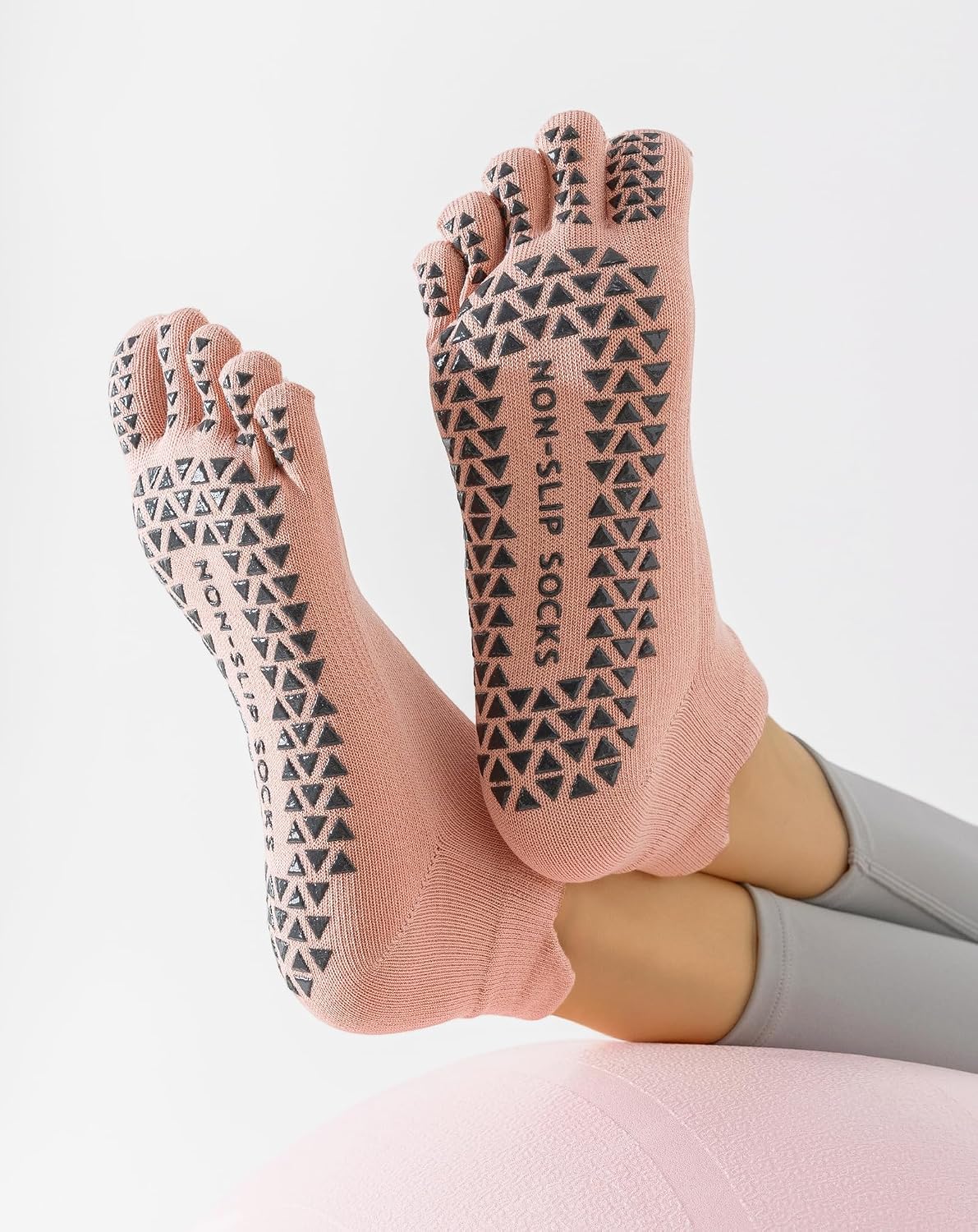 Yawlsow 3 Pairs Pilates Yoga Toe Socks with Grips for Women, Five Toe Non-Slip Socks for Barre Ballet Fitness Hospital