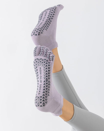 Yawlsow 3 Pairs Pilates Yoga Toe Socks with Grips for Women, Five Toe Non-Slip Socks for Barre Ballet Fitness Hospital