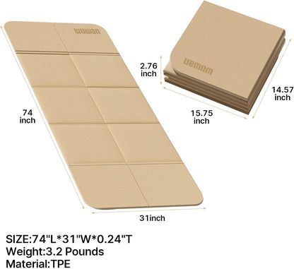 Foldable Yoga Mat 75"x31"x0.24" Portable Exercise Mat