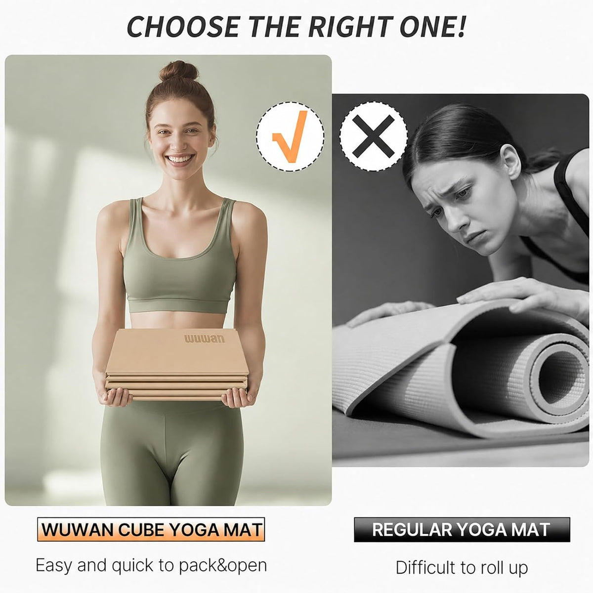 Foldable Yoga Mat 75"x31"x0.24" Portable Exercise Mat