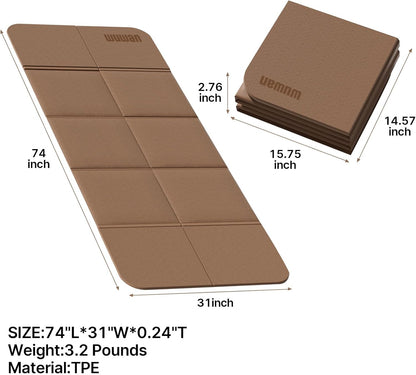 Foldable Yoga Mat 75"x31"x0.24" Portable Exercise Mat