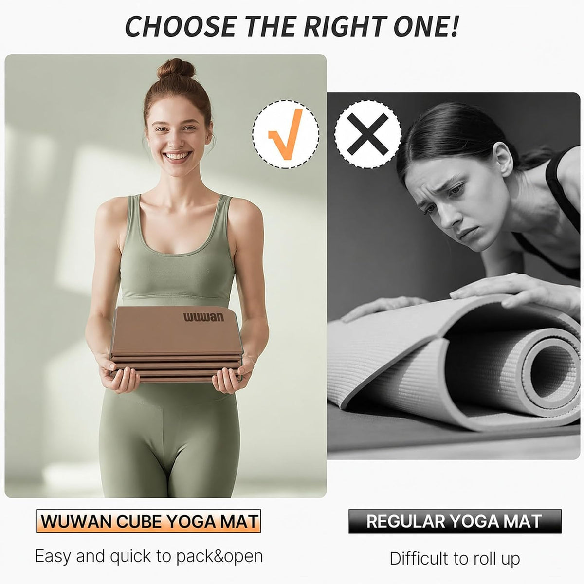 Foldable Yoga Mat 75"x31"x0.24" Portable Exercise Mat