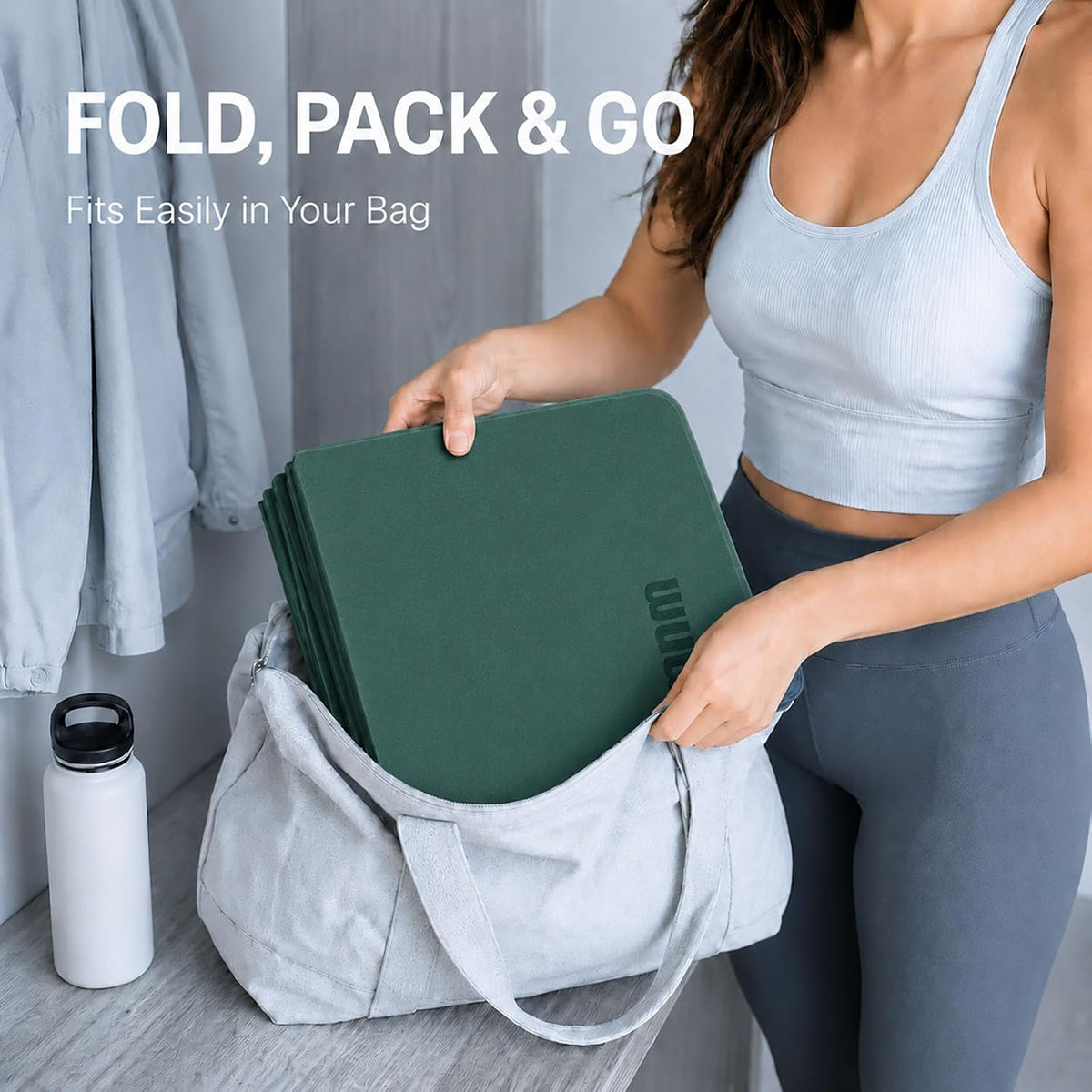 Foldable Yoga Mat 75"x31"x0.24" Portable Exercise Mat