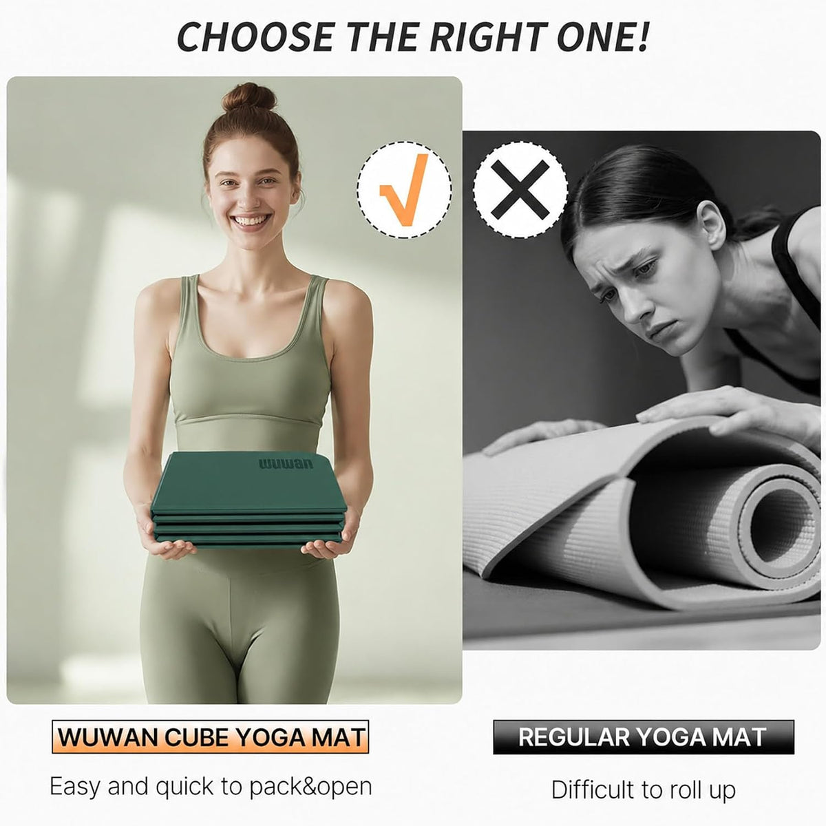 Foldable Yoga Mat 75"x31"x0.24" Portable Exercise Mat