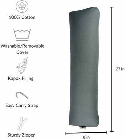 Pranayama Yoga Bolster - Kapok Filled | Removable Washable Cover | Yoga | Meditation, Stretching, Relaxation | 100% Cotton
