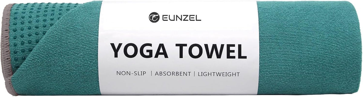 Yoga Towel,Hot Yoga Mat Towel with Grip Dots Sweat Absorbent Non-Slip for Hot Yoga, Pilates and Workout 24" x72", Purple & Blue