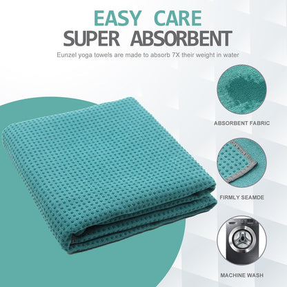 Yoga Towel,Hot Yoga Mat Towel with Grip Dots Sweat Absorbent Non-Slip for Hot Yoga, Pilates and Workout 24" x72", Purple & Blue