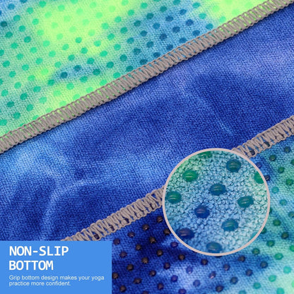 Yoga Towel,Hot Yoga Mat Towel with Grip Dots Sweat Absorbent Non-Slip for Hot Yoga, Pilates and Workout 24" x72", Purple & Blue