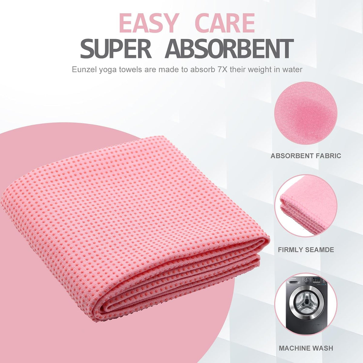 Yoga Towel,Hot Yoga Mat Towel with Grip Dots Sweat Absorbent Non-Slip for Hot Yoga, Pilates and Workout 24" x72", Purple & Blue