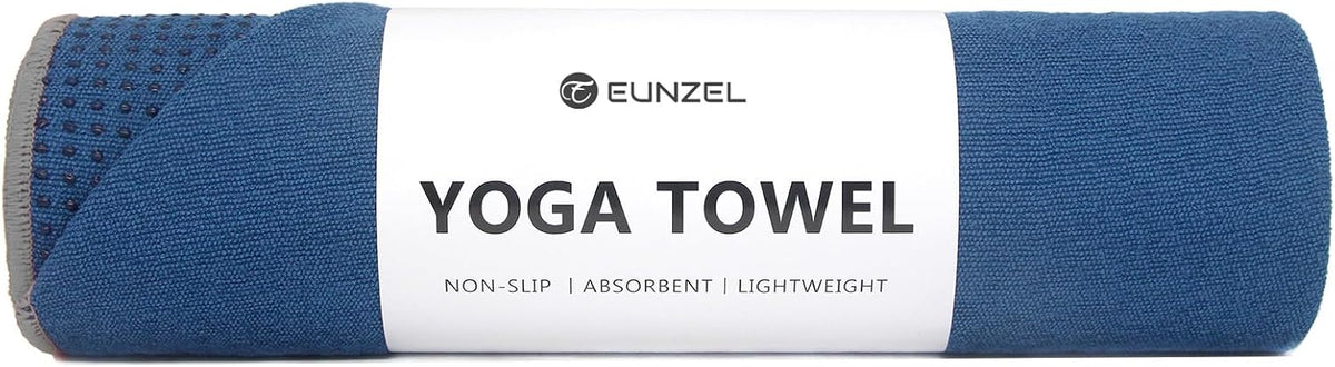 Yoga Towel,Hot Yoga Mat Towel with Grip Dots Sweat Absorbent Non-Slip for Hot Yoga, Pilates and Workout 24" x72", Purple & Blue