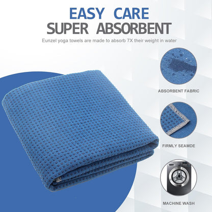 Yoga Towel,Hot Yoga Mat Towel with Grip Dots Sweat Absorbent Non-Slip for Hot Yoga, Pilates and Workout 24" x72", Purple & Blue