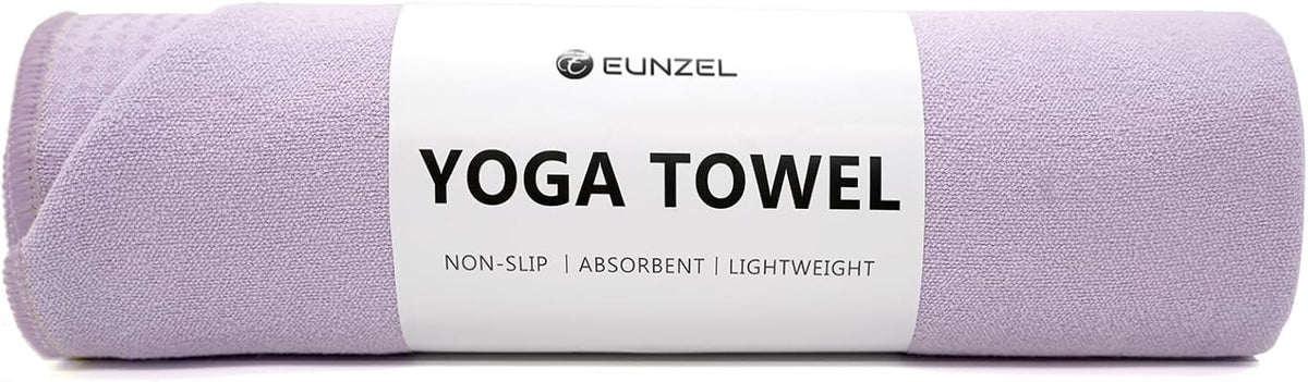 Yoga Towel,Hot Yoga Mat Towel with Grip Dots Sweat Absorbent Non-Slip for Hot Yoga, Pilates and Workout 24" x72", Purple & Blue