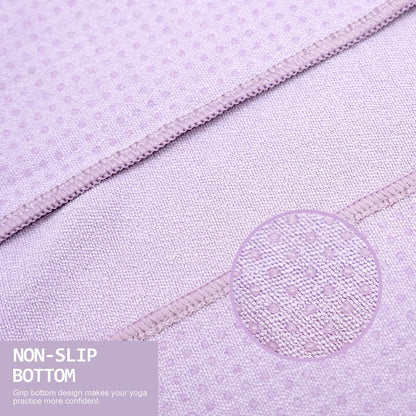 Yoga Towel,Hot Yoga Mat Towel with Grip Dots Sweat Absorbent Non-Slip for Hot Yoga, Pilates and Workout 24" x72", Purple & Blue