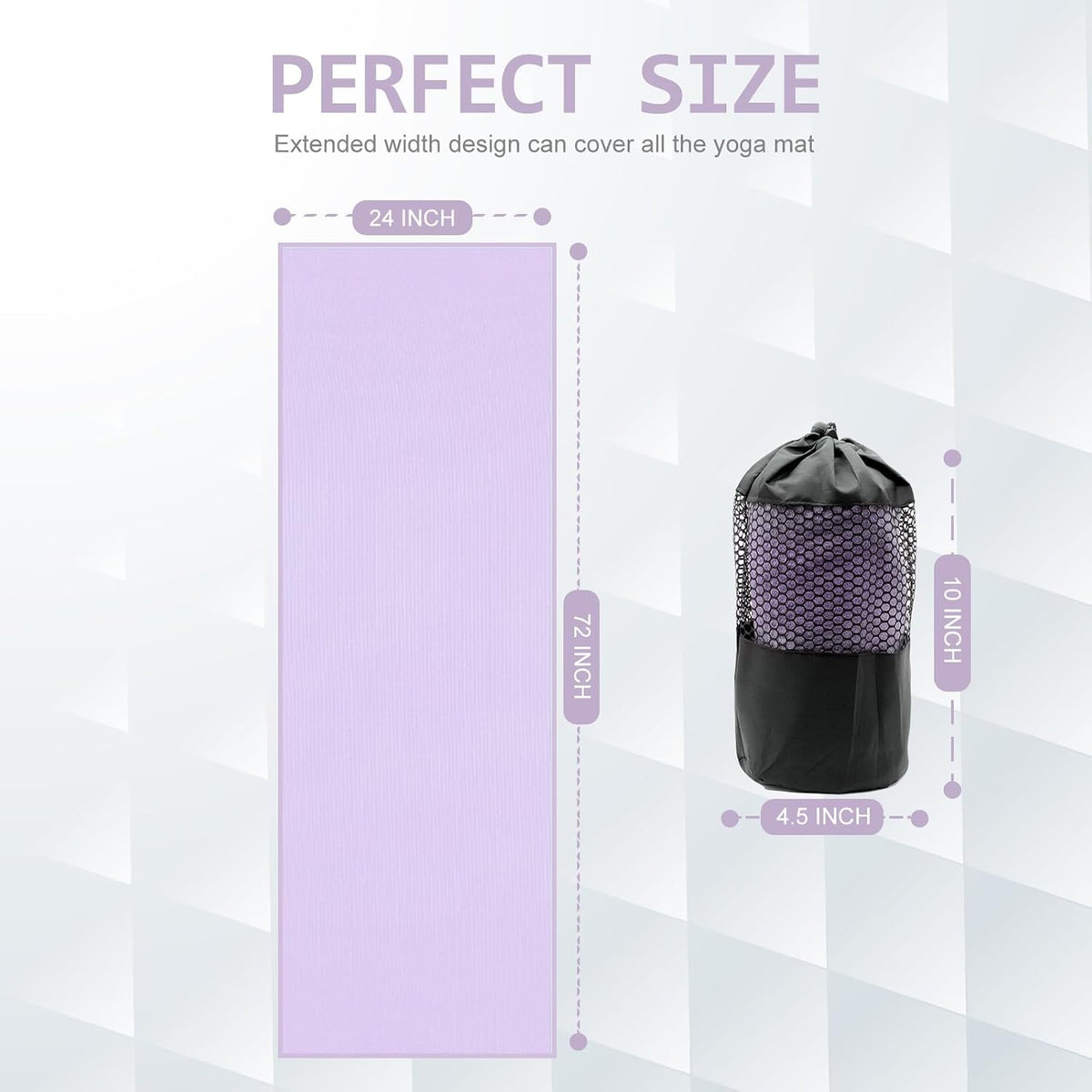 Yoga Towel,Hot Yoga Mat Towel with Grip Dots Sweat Absorbent Non-Slip for Hot Yoga, Pilates and Workout 24" x72", Purple & Blue