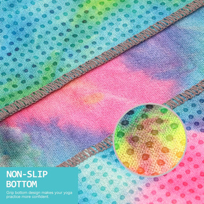 Yoga Towel,Hot Yoga Mat Towel with Grip Dots Sweat Absorbent Non-Slip for Hot Yoga, Pilates and Workout 24" x72", Purple & Blue